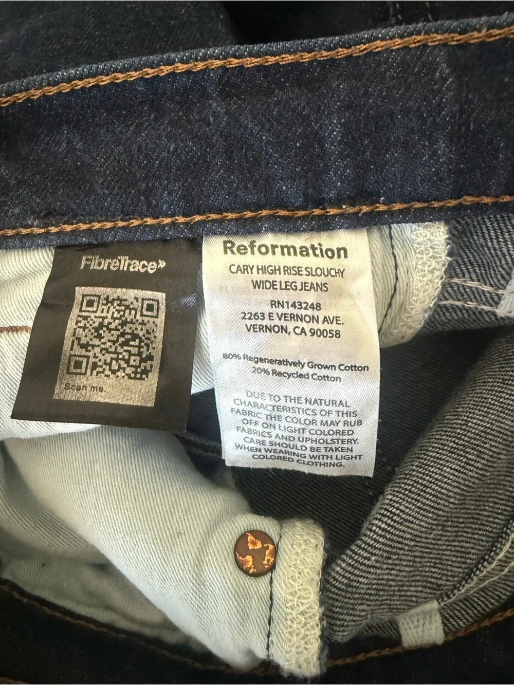 Reformation Cary High Rise Wide-Leg Jeans in Dark Blue - Picture 5 of 5